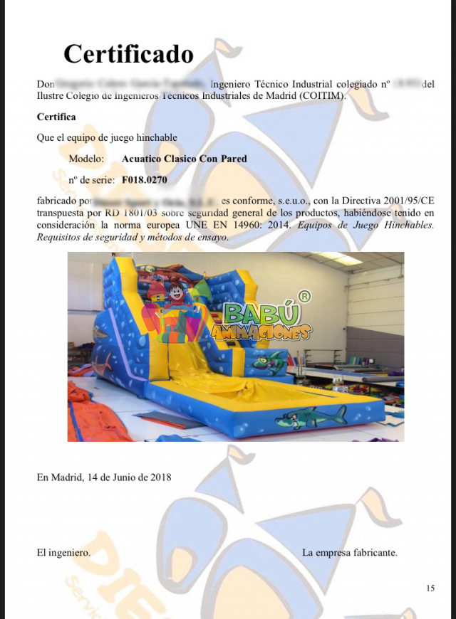 Certificado hinchable