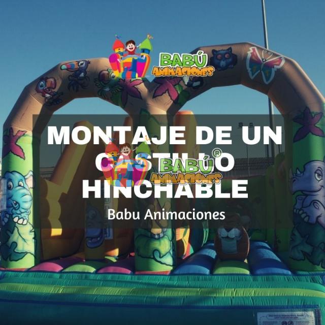 Montaje de un castillo hinchable.